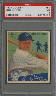 1934 Goudey #61 Lou Gehrig - PSA VG 3